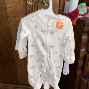 Carter's White Footie with Animal Print